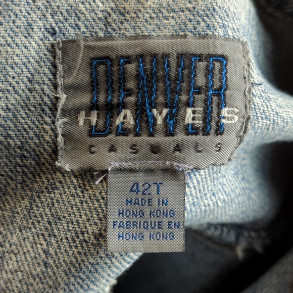 Vintage 90s Trucker Denim Jacket Mens 42T XL Tall Blue Make Hong Kong - Picture 2 of 13